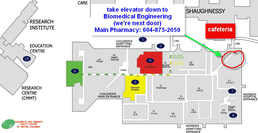Map showing location of pharmacy administration office. Click for larger version.