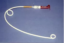 Photo of a Cook catheter tube for transgastric jejunal (GJ) feeding