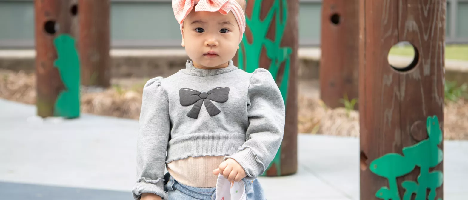 Little girl in outside play space