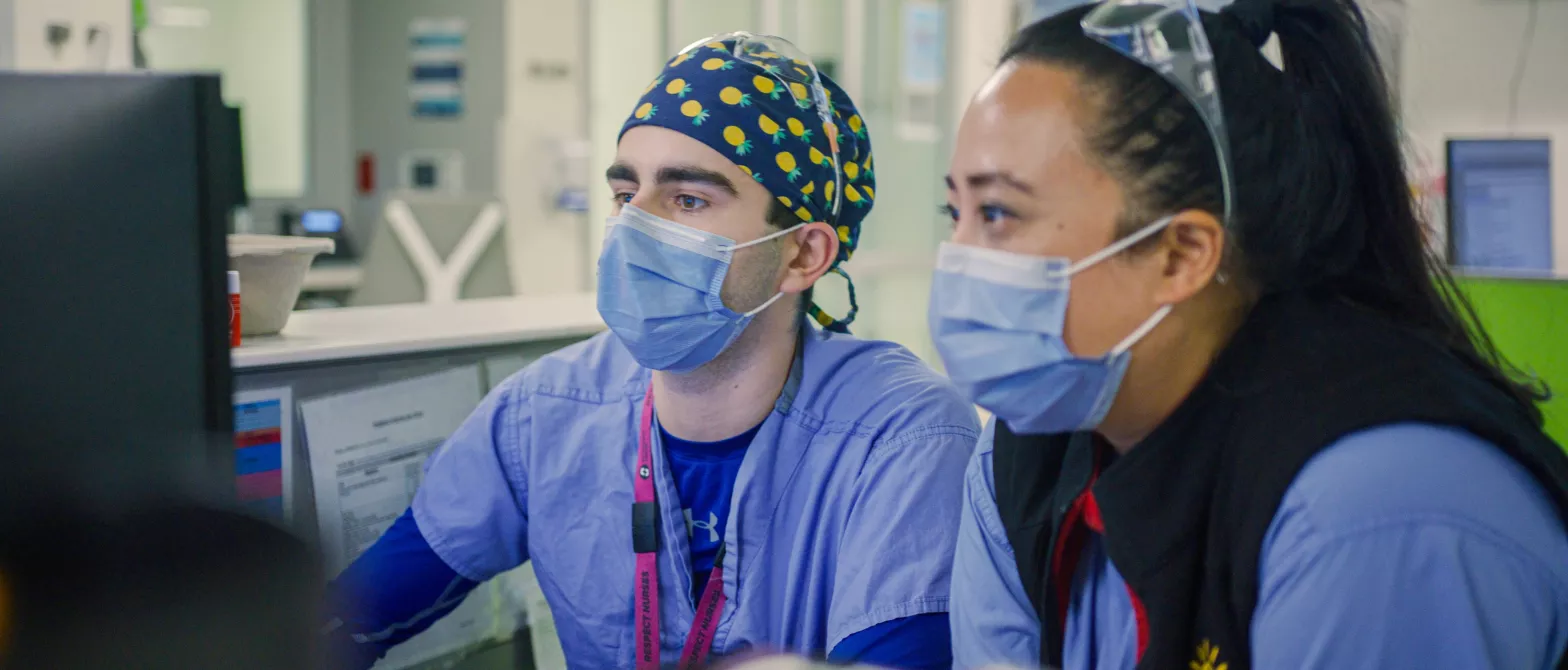 Emergency Department nurses looking at a computer