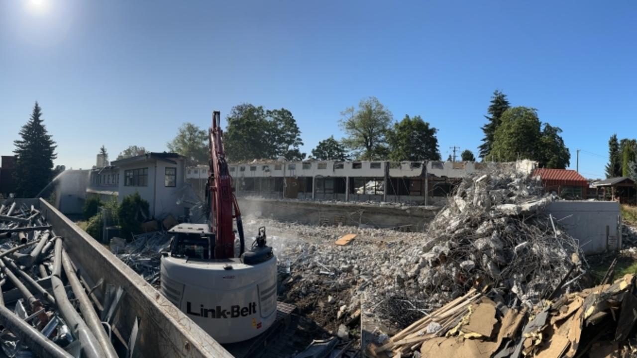 The old Sunny Hilly building with the roof demolished.