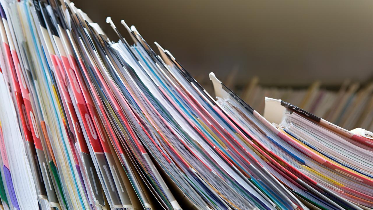 File folders on shelf