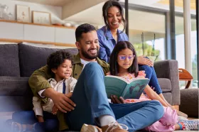 Family reading together