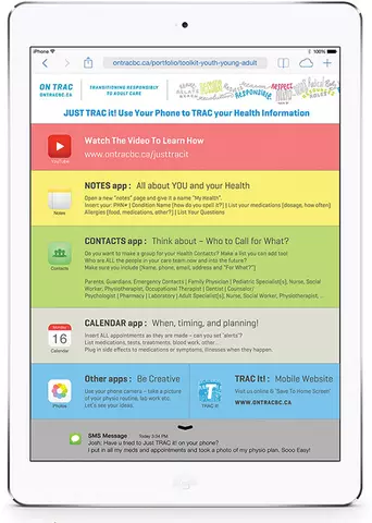 Example ONTRAC resources on an ipad